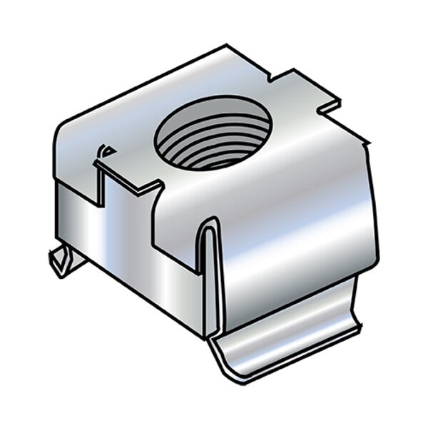 Cage Nut, #10-24, Square Shape, Steel, Zinc Plated Finish