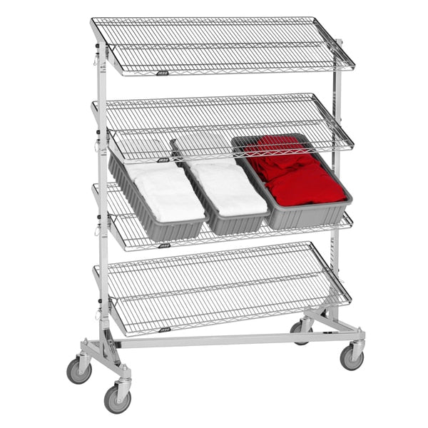 Nesting Wire Cart with 4 Collapsible Reverse Mat Shelves