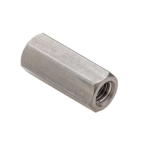Coupling Nut, #8-32 and #10-32, Stainless Steel, Grade 18-8, Plain, 3/4 in Lg, 5/16 in Hex Wd