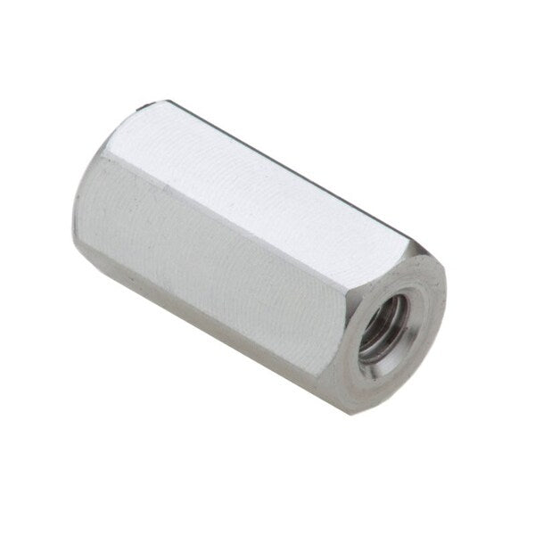 Coupling Nut, #10-24, Aluminum, Plain, 3/4 in Lg, 3/8 in Hex Wd