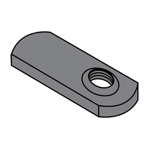Tab Weld Nut, #10-32, Steel, 0.453 in Wd, 0.64 in Lg, 0.098 in Ht, 1000 PK
