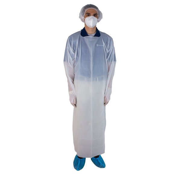 CPE Isolation Gown, 1XL, White, PK100