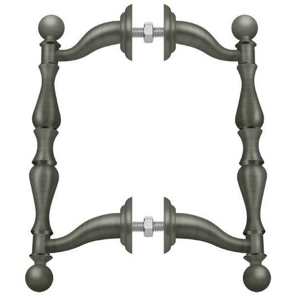 Off-Set Handle Pull, Back-To-Back Set Antique Nickel