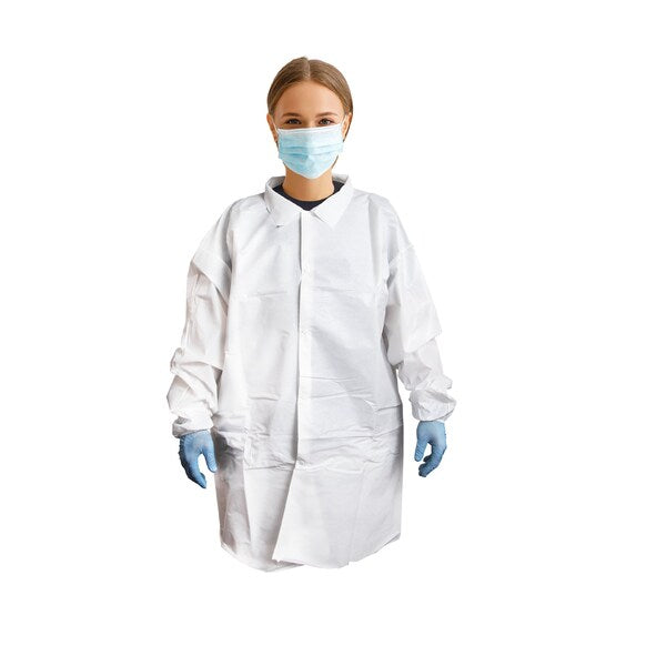 Lab Coat, White, Large, PK30