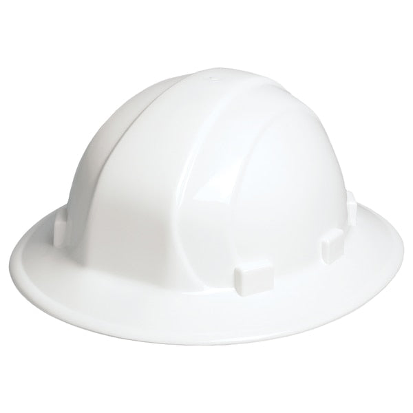 Full Brim Hard Hat, Type 1, Class E, Ratchet (6-Point), White