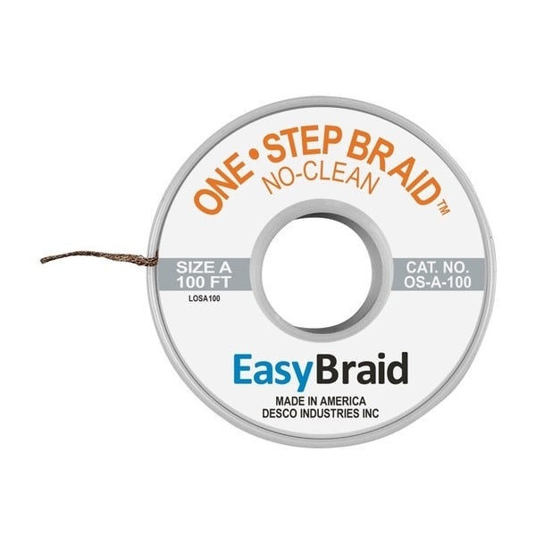 DESOLDERING BRAID, ONE STEP, .025 X 100F