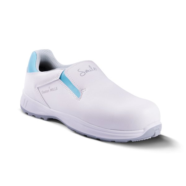 Slip On Safety Shoes, Antibacterial, White, Men's Size 11