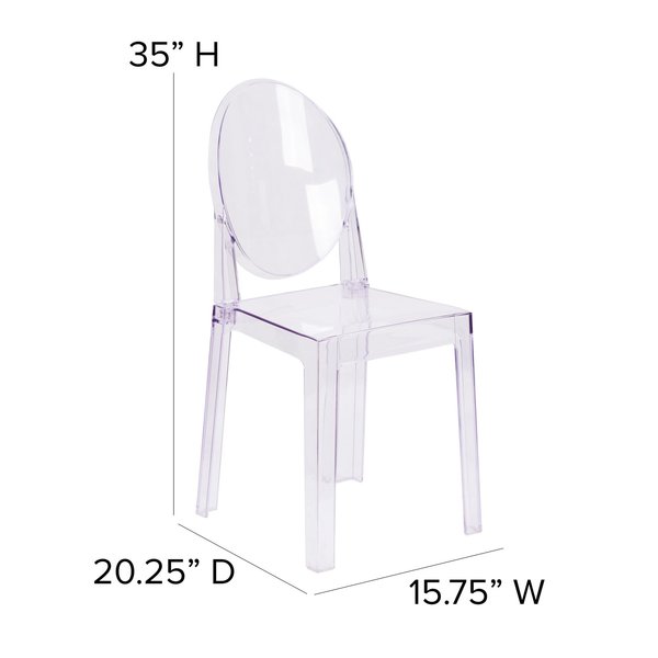 Transparent Crystal Ghost Chair, 15.75 W 20-1/4