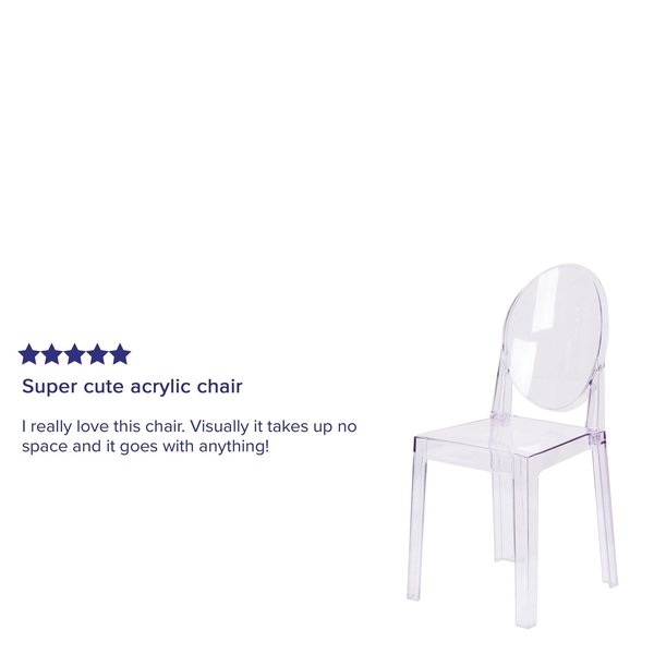 Transparent Crystal Ghost Chair, 15.75 W 20-1/4