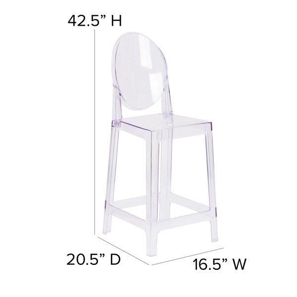 Revna Ghost Counter Stool with Oval Back in Revna Transparent Crystal