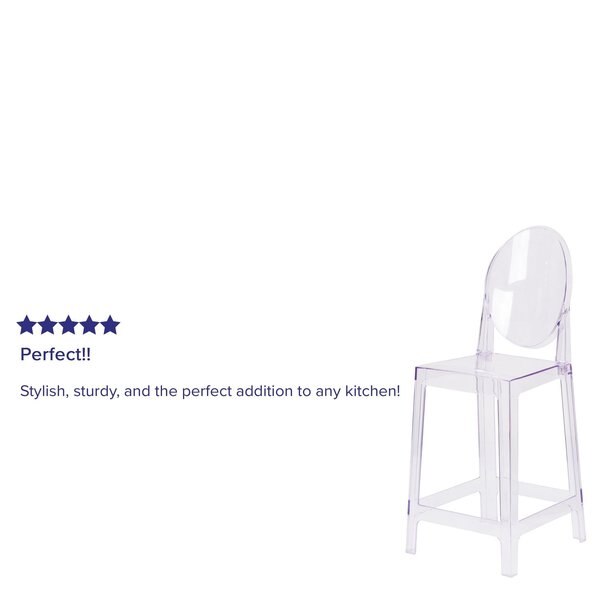 Revna Ghost Counter Stool with Oval Back in Revna Transparent Crystal