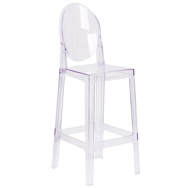 Revna Ghost Barstool with Oval Back in Revna Transparent Crystal