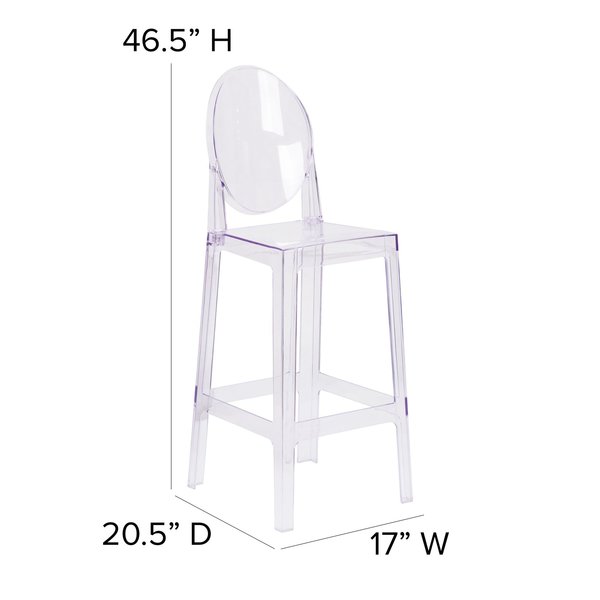 Revna Ghost Barstool with Oval Back in Revna Transparent Crystal