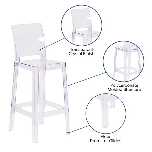 Ghost Barstool, Square Back