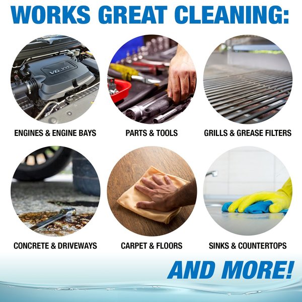 Cleaner/Degreaser, Water-based Parts Washer, Bottle, 1 gal, Nonflammable, Clear