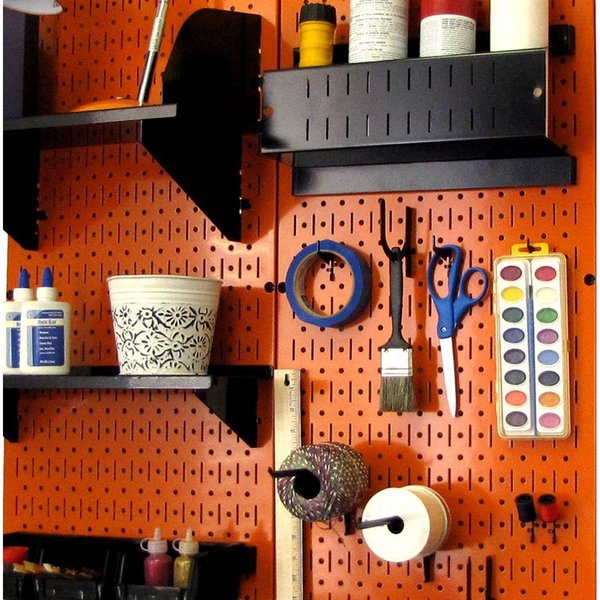 Industrial Pegboard, Orange Metal Peg Boards, PK2