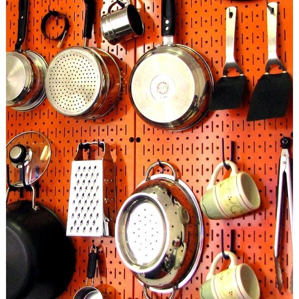 Industrial Pegboard, Orange Metal Peg Boards, PK2