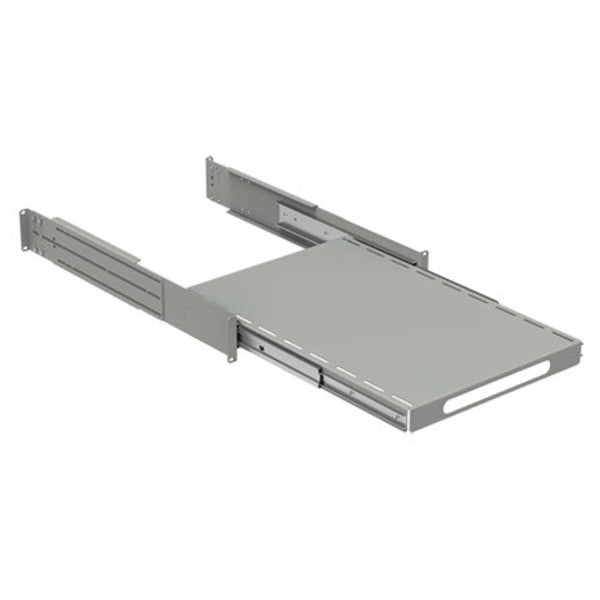 Rack Mount Pull-out Shelf, 17in pull, Lt Gray, Steel