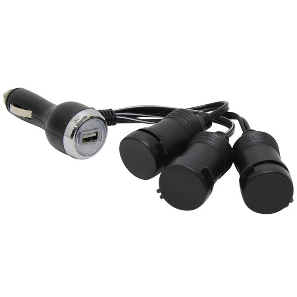 Adapter, 3-Way, 12 V DC, w/ USB Port