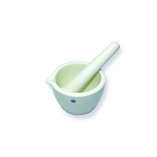 Mortar and Pestle Set, Porcelain, Fully Gl