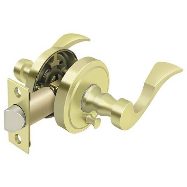 Lacovia Lever Privacy, Left Hand Bright Brass