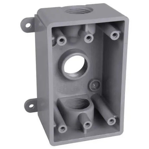 1-Gang -Gang Outlet Box, 3 Threaded Hubs, 2