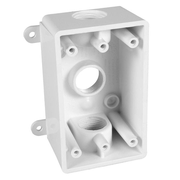 1-Gang -Gang Outlet Box, 3 Threaded Hubs, 2