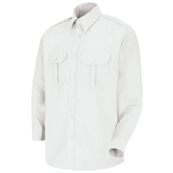 Mens Ls White Security Shrt Epaulet