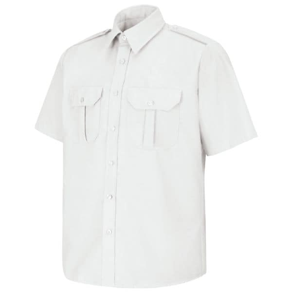 Men Ss White Security Sht Epaulets