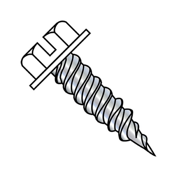 Sheet Metal Screw, #7-16 x 1/2 in, Zinc Plated Steel Slotted Head Slotted Drive, 10000 PK