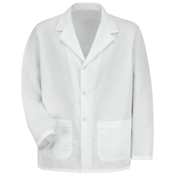 Mens White Office Coat W/Grippers