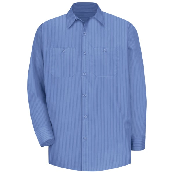 Mns Ls Md Bl/Nv Stripe Workshirt, S