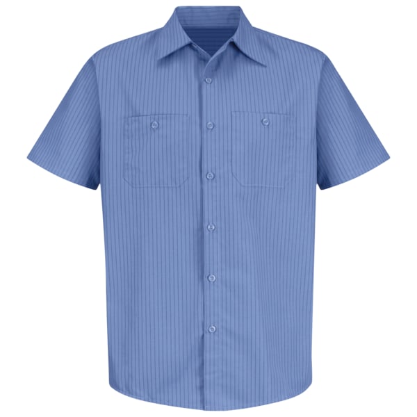 Mns Ss Md Bl/Nv Stripe Workshirt, S