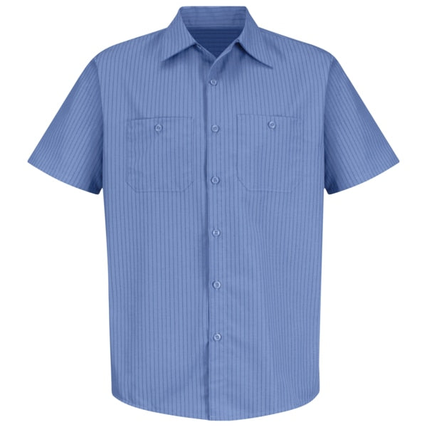 Mns Ss Md Bl/Nv Stripe Workshirt, XXL