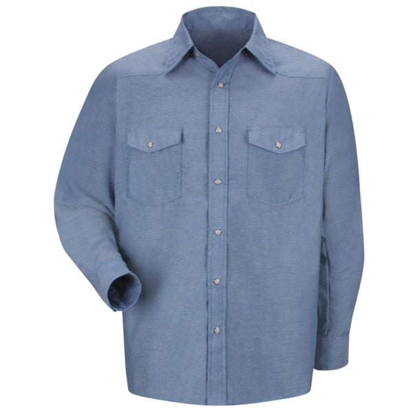 Mens Ls Lt Blu Chambray 65/35 Shirt, M