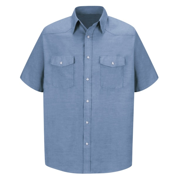 Mens Ss Lt Blue Chamb Shirt 65/35, S