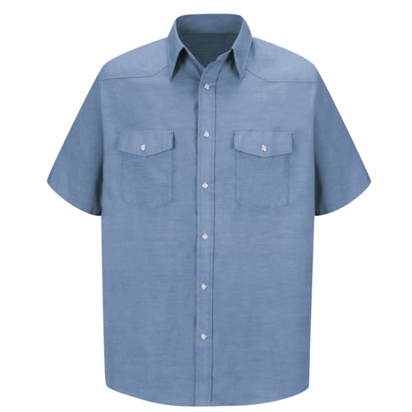Mens Ss Lt Blue Chamb Shirt 65/35, 3XL