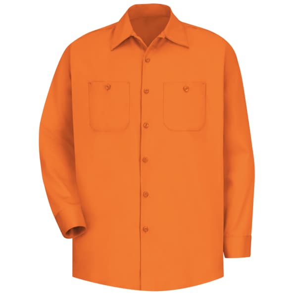 Mns L/S Orange Dp Cotton Workshirt, XL