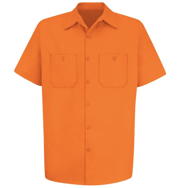 Mns S/S Orange Dp Cotton Workshirt, M