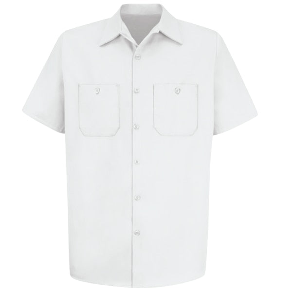 Mns S/S White Dp Cotton Workshirt, XL