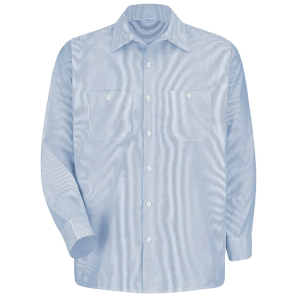 Mens Ls Wh/Bl Stripe Workshirt, M
