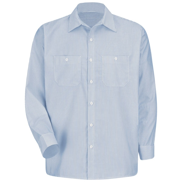 Mens Ls Wh/Bl Stripe Workshirt, 5XL