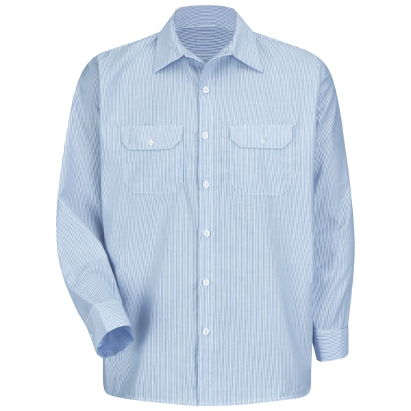 Mens Ls Wht/Blu Stripe Drs Unif Sht, 4XL