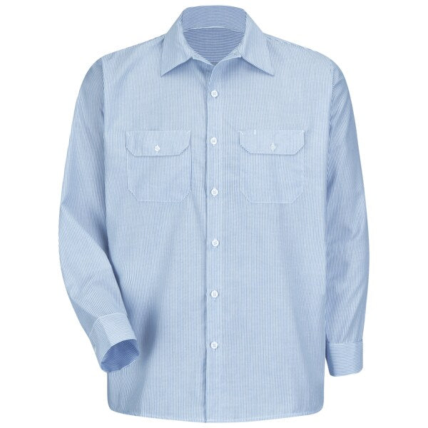 Mens Ls Wht/Blu Stripe Drs Unif Sht, XL
