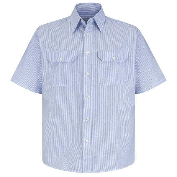 Mens Ss Wht/Blue Str Drs Unif Shirt, XL