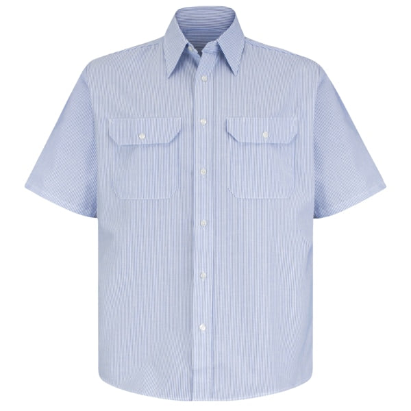 Mens Ss Wht/Blue Str Drs Unif Shirt, S
