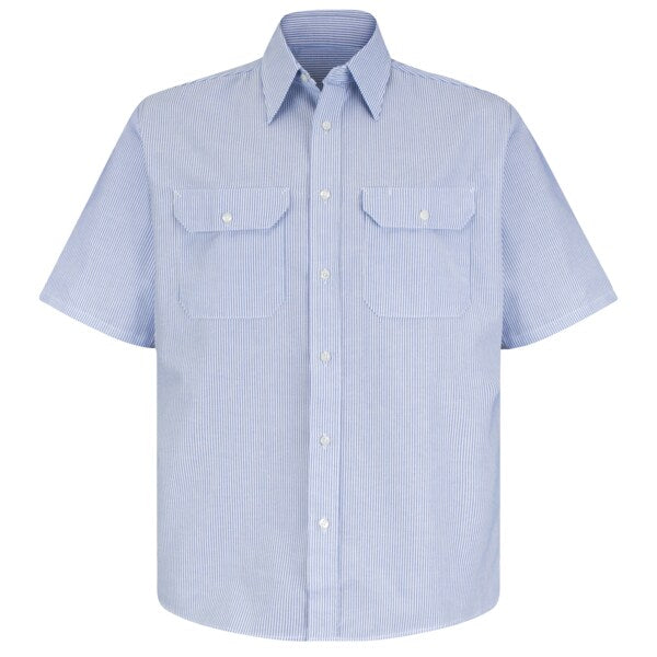 Mens Ss Wht/Blue Str Drs Unif Shirt, L