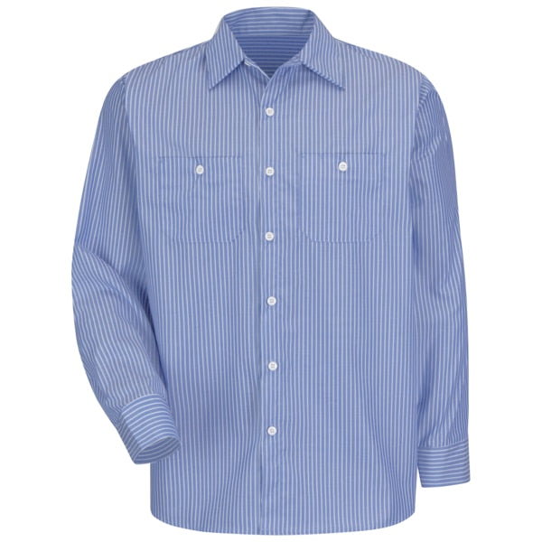 Mens Ls Blue/White Stripe Work Shrt, XL