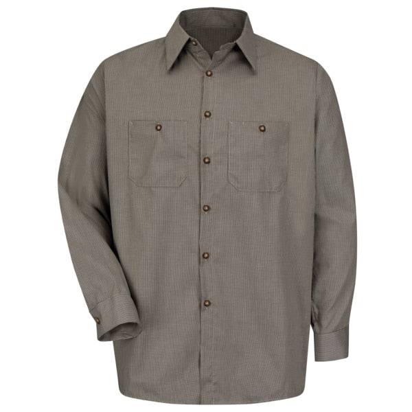 Mns Khaki/Bk Chk Banded Work Shirt, 3XL