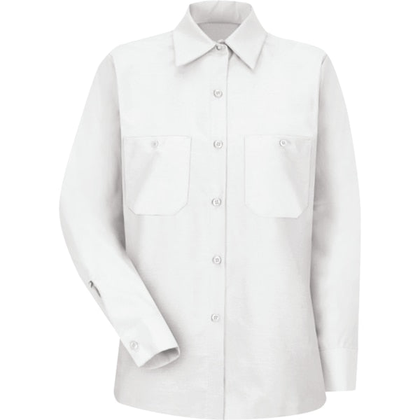 Female L/S White Workshirt 65/35, M